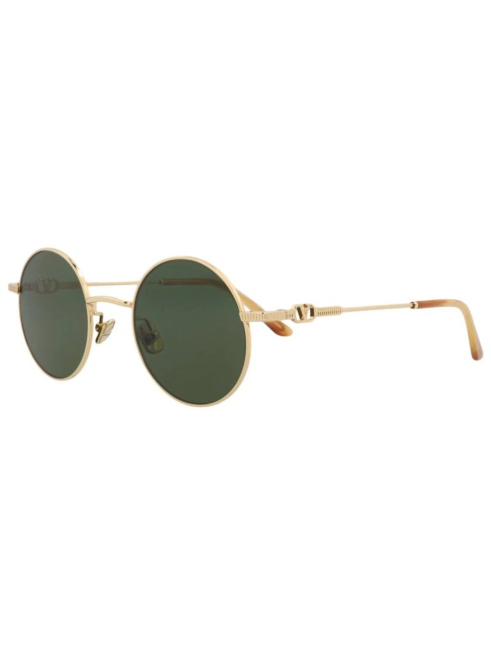 New Valentino Women's Sunglasses Round Oval Metal Frame Unisex Gold Gold Green